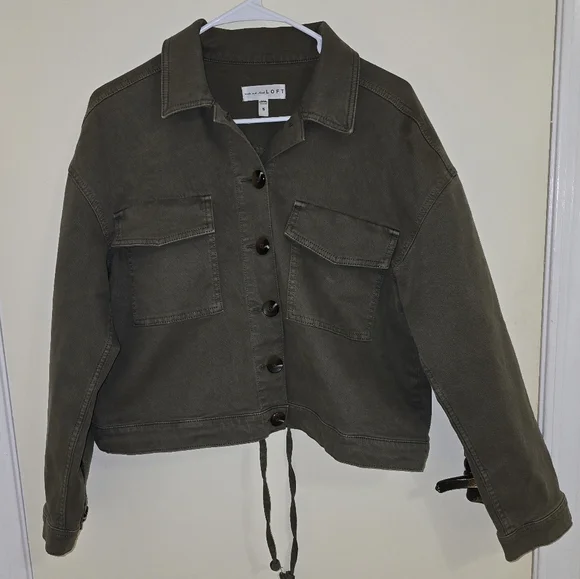 Loft Olive Green Women's Utility Jean Jacket Size: Small - Picture 2 of 8